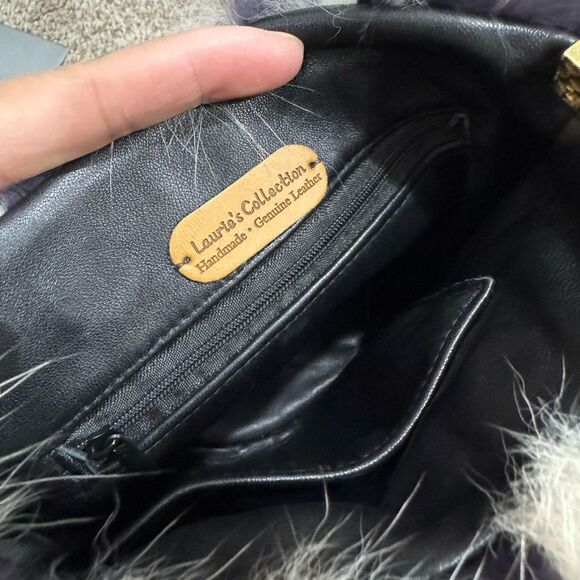 Colorblock Handmade Luxury Real Fox Fur & Leather Top Handles Satchel/Crossbody - Picture 15 of 16